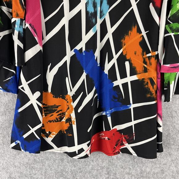 Calessa Tunic Top Womens Medium Abstract Colorful Flutter Sleeve Bold Artsy - Picture 12 of 14